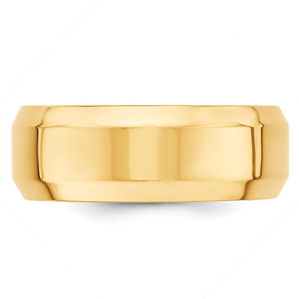 Ehering aus 10K Gelbgold, 8 mm, mit abgeschrägter Kante und Komfort-Passform