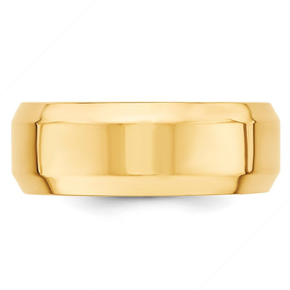 Ehering aus 10K Gelbgold, 8 mm, mit abgeschrägter Kante und Komfort-Passform
