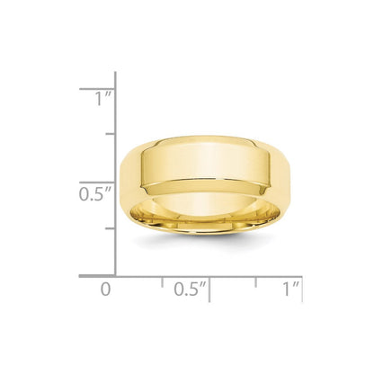 Ehering aus 10K Gelbgold, 8 mm, mit abgeschrägter Kante und Komfort-Passform
