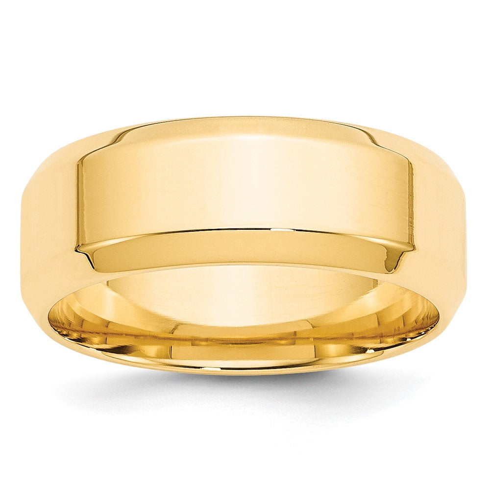 Ehering aus 10K Gelbgold, 8 mm, mit abgeschrägter Kante und Komfort-Passform