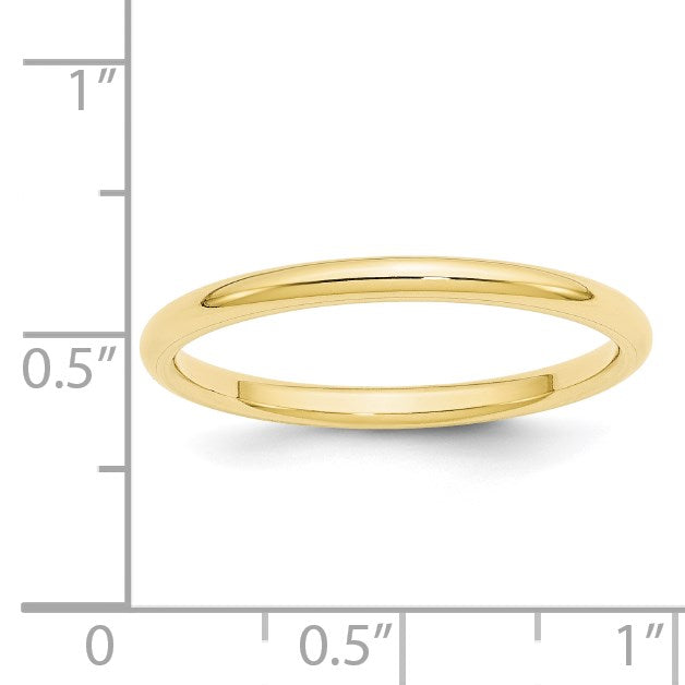 10K Gelbgold 2 mm Standardgewicht Komfort-Passform Ehering