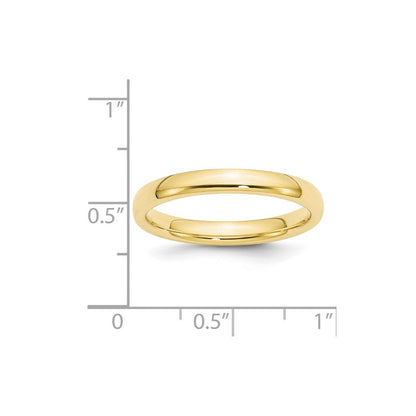 Ehering aus 10K Gelbgold, 3 mm, Standardgewicht, Komfort-Passform