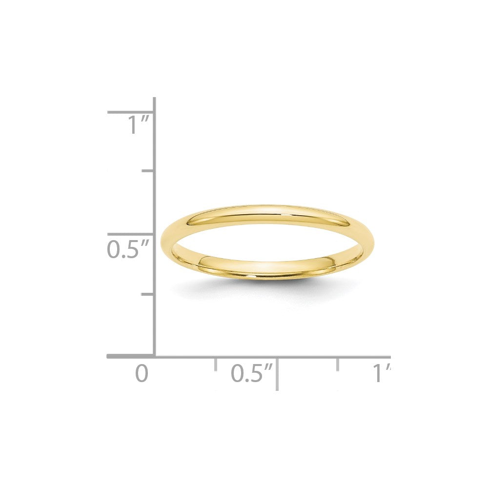 10k Gelbgold 2 mm leichter Ehering mit Komfort-Passform