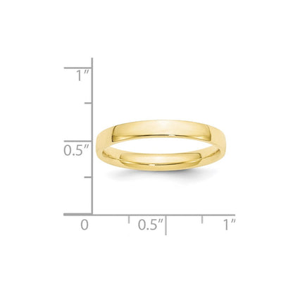 10K Gelbgold 3 mm leichter Ehering mit Komfort-Passform