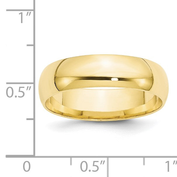 10k Gelbgold 6 mm leichter Ehering mit Komfort-Passform