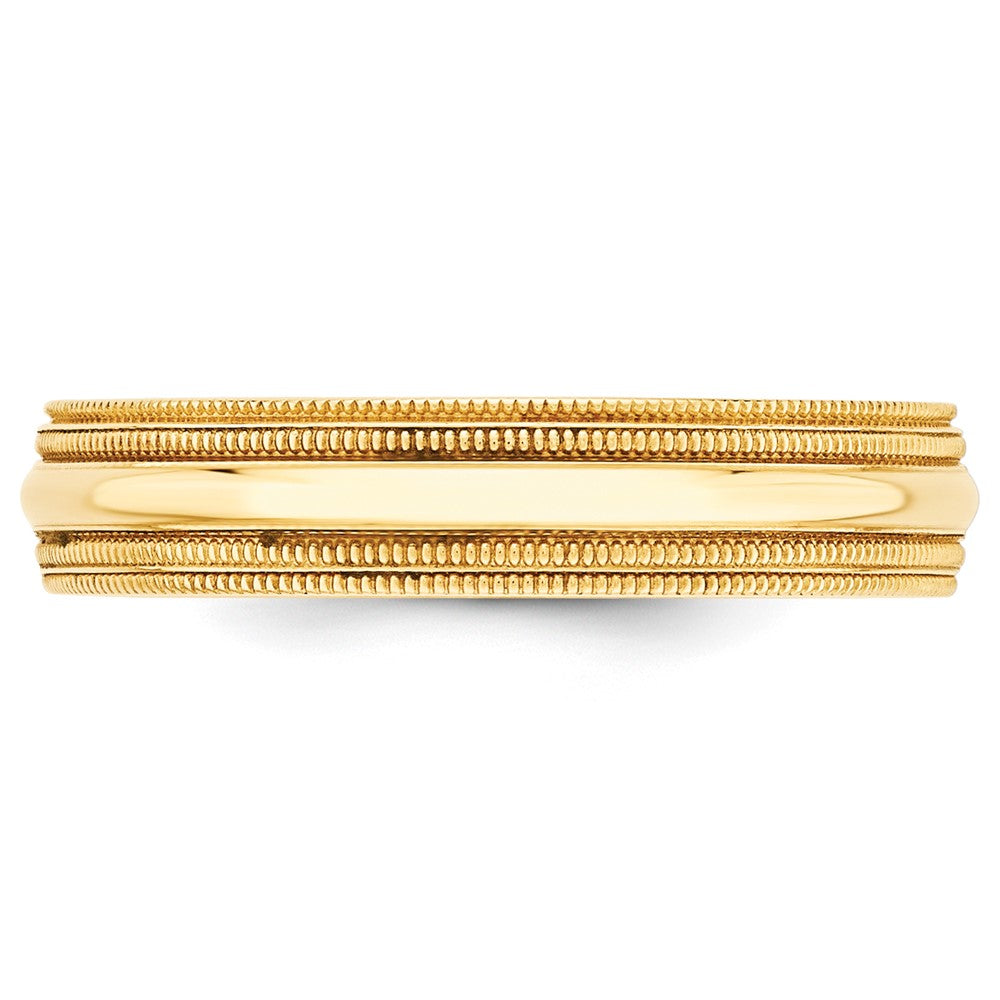 10K Gelbgold 5 mm Ehering mit doppeltem Milgrain und Komfort-Passform
