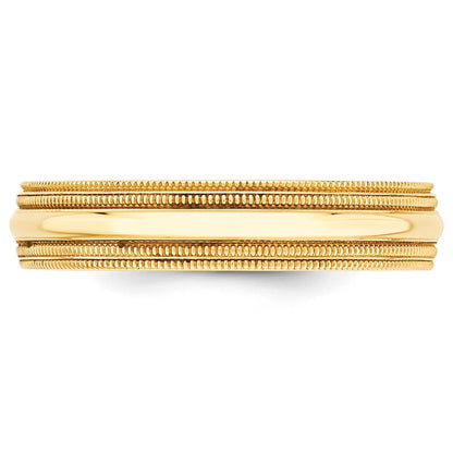 10K Gelbgold 5 mm Ehering mit doppeltem Milgrain und Komfort-Passform