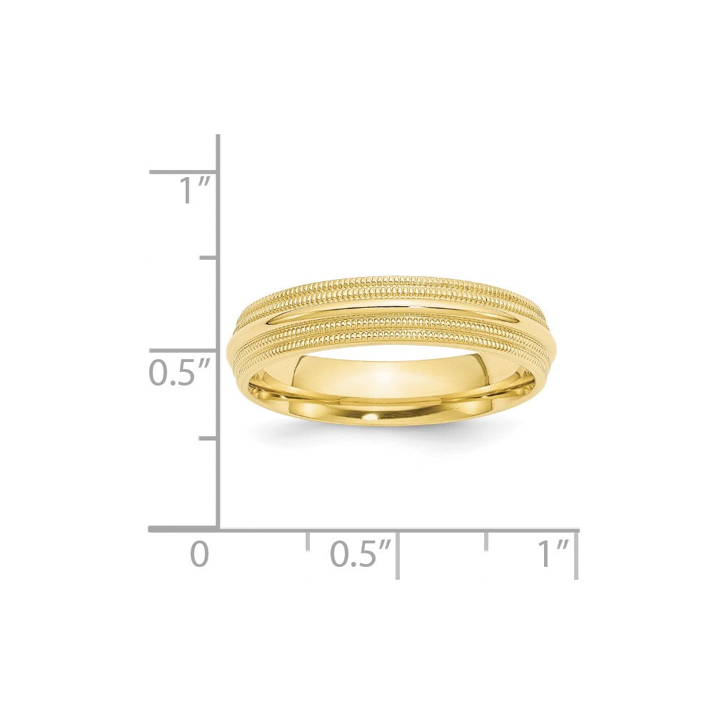 10K Gelbgold 5 mm Ehering mit doppeltem Milgrain und Komfort-Passform