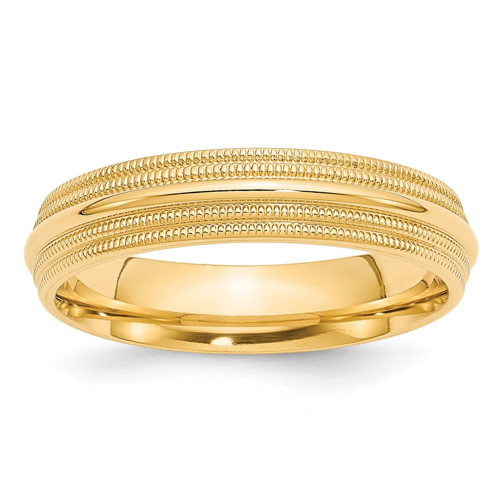 10K Gelbgold 5 mm Ehering mit doppeltem Milgrain und Komfort-Passform