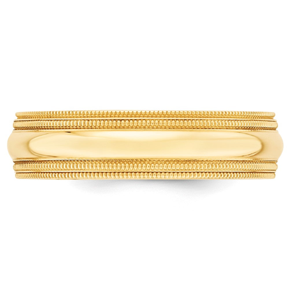 10k Gelbgold 6 mm Ehering mit doppeltem Milgrain und Komfort-Passform
