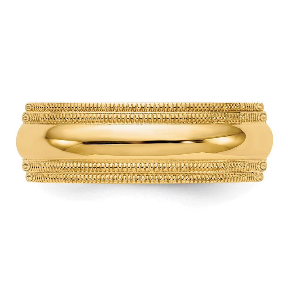 10K Gelbgold 7 mm Ehering mit doppeltem Milgrain und Komfort-Passform