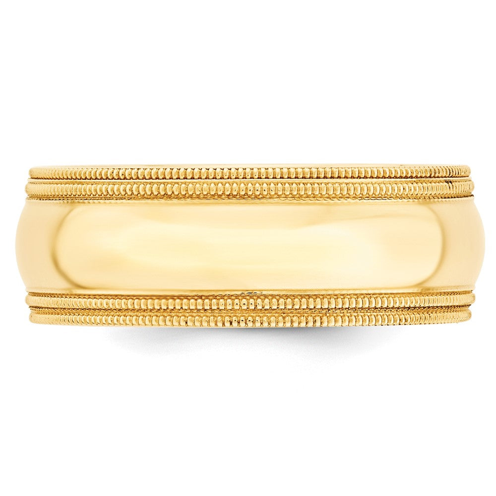 10K Gelbgold 8 mm Ehering mit doppeltem Milgrain und Komfort-Passform