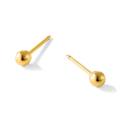 14K Gelbgold Poliert 3mm Kugel Lang Ohrstecker