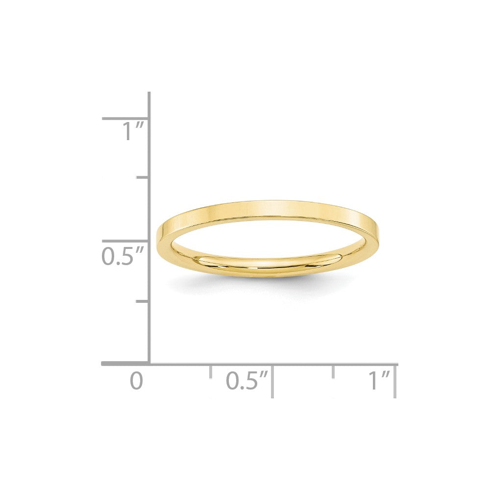 Ehering aus 10K Gelbgold, 2 mm, Standardgewicht, flach, Komfort-Passform