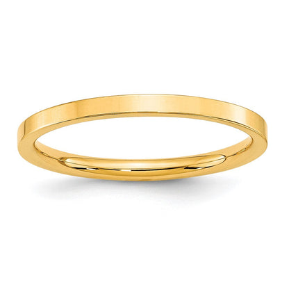 Ehering aus 10K Gelbgold, 2 mm, Standardgewicht, flach, Komfort-Passform