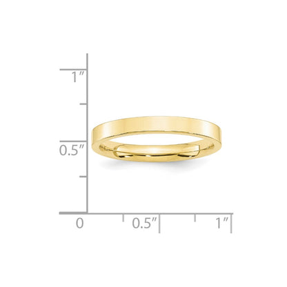 Ehering aus 10K Gelbgold, 3 mm, Standardgewicht, flach, Komfort-Passform
