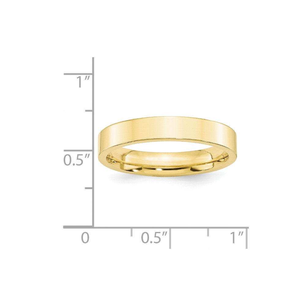 10K Gelbgold 4 mm Ehering mit Standardgewicht, flach und Komfort-Passform