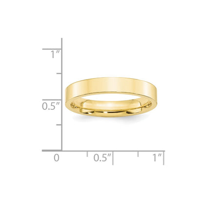 10K Gelbgold 4 mm Ehering mit Standardgewicht, flach und Komfort-Passform