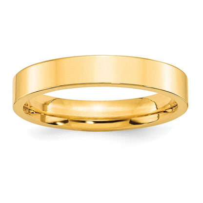 10K Gelbgold 4 mm Ehering mit Standardgewicht, flach und Komfort-Passform