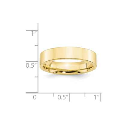 10k Gelbgold 5 mm Standardgewicht flacher Ehering mit Komfort-Passform