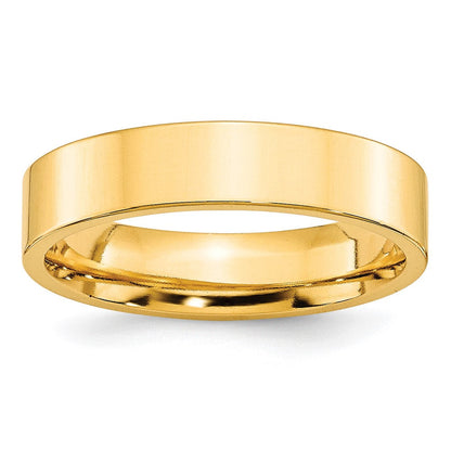 10k Gelbgold 5 mm Standardgewicht flacher Ehering mit Komfort-Passform