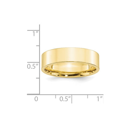 10K Gelbgold 6 mm Standardgewicht flacher Ehering mit Komfort-Passform
