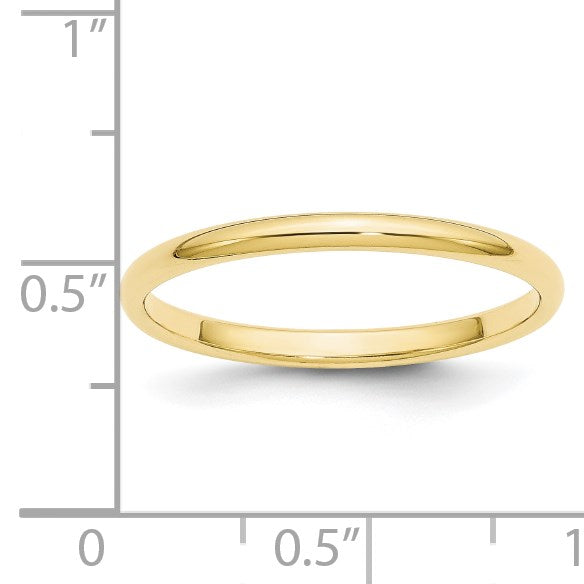 Ehering aus 10K Gelbgold, 2 mm, halbrund