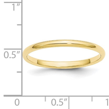 Ehering aus 10K Gelbgold, 2 mm, halbrund