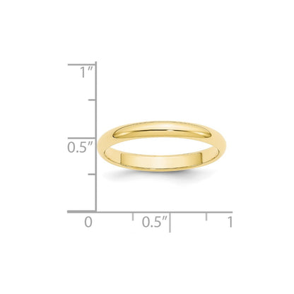 10K Gelbgold 3 mm halbrunder Ehering
