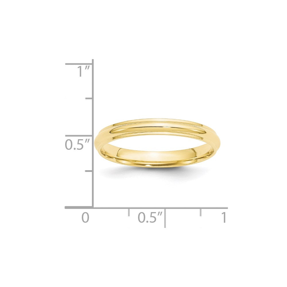 Ehering aus 10K Gelbgold, 3 mm, halbrund mit Kante