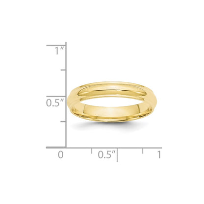 10K Gelbgold 4 mm Ehering, halbrund mit Kante