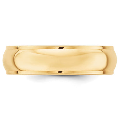 10K Gelbgold 6 mm halbrunder Ehering mit Kante