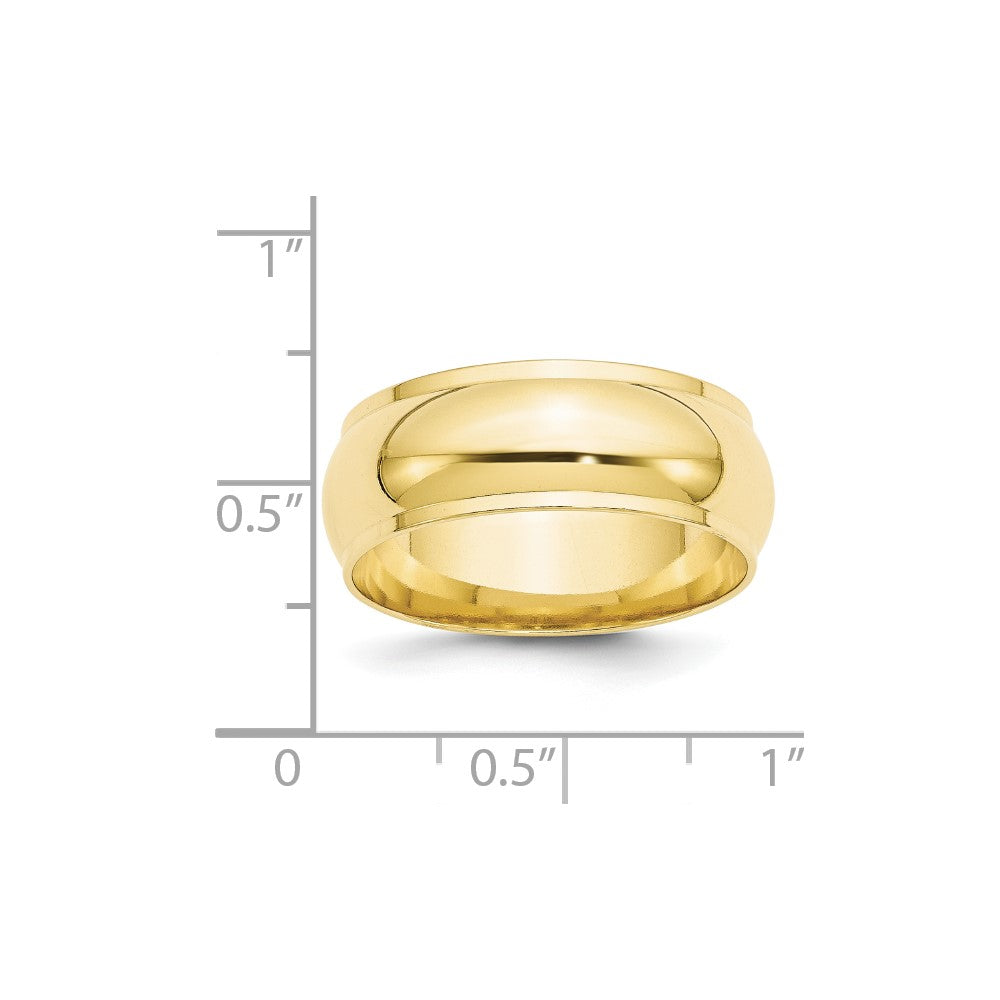 10K Gelbgold 8 mm Ehering, halbrund mit Kante