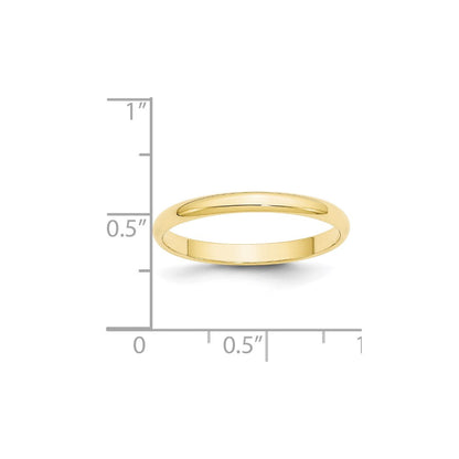10K Gelbgold 2,5 mm leichter halbrunder Ehering