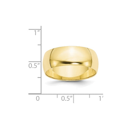 10K Gelbgold 8 mm leichter halbrunder Ehering