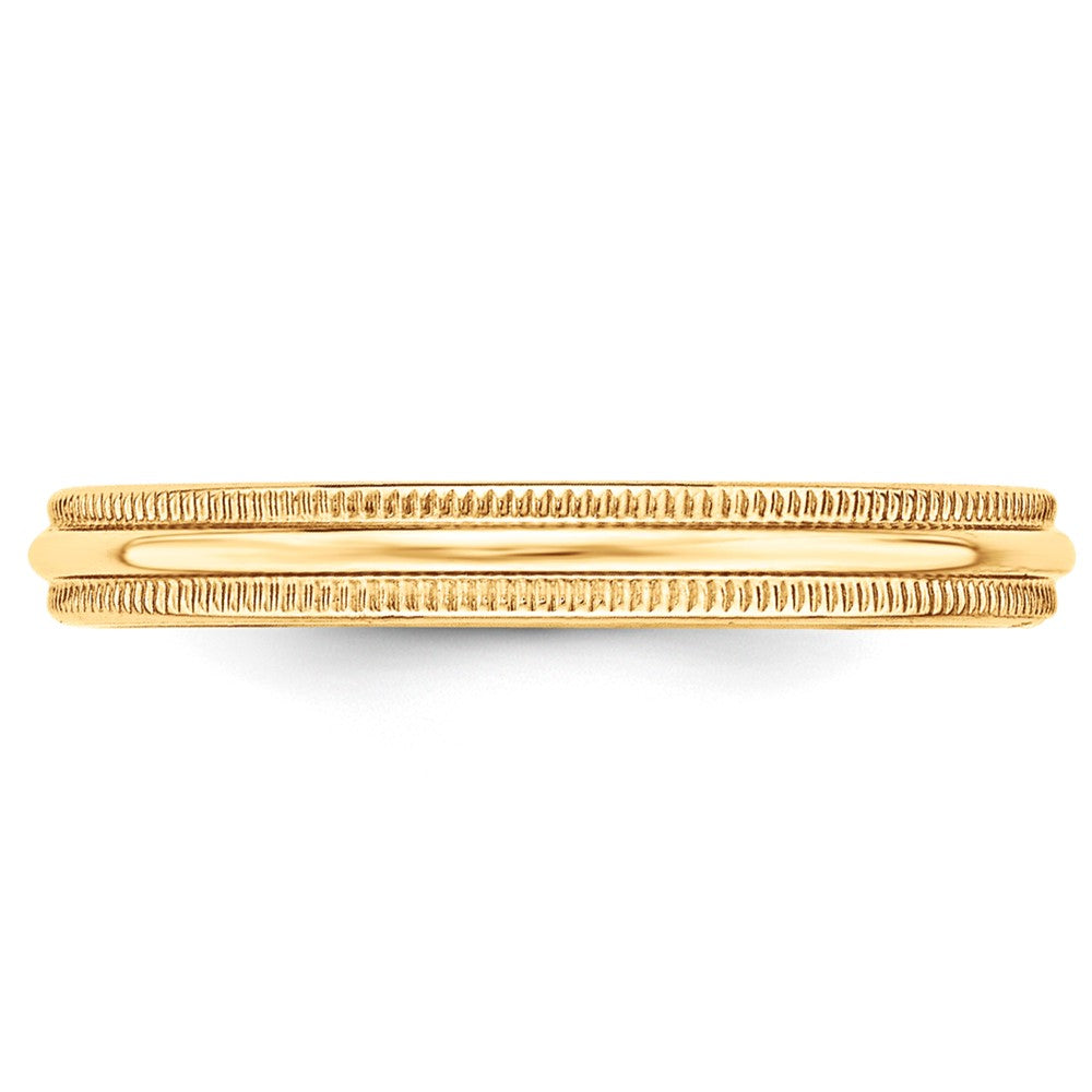 10K Gelbgold Ehering, 3 mm, halbrund mit Milgrain