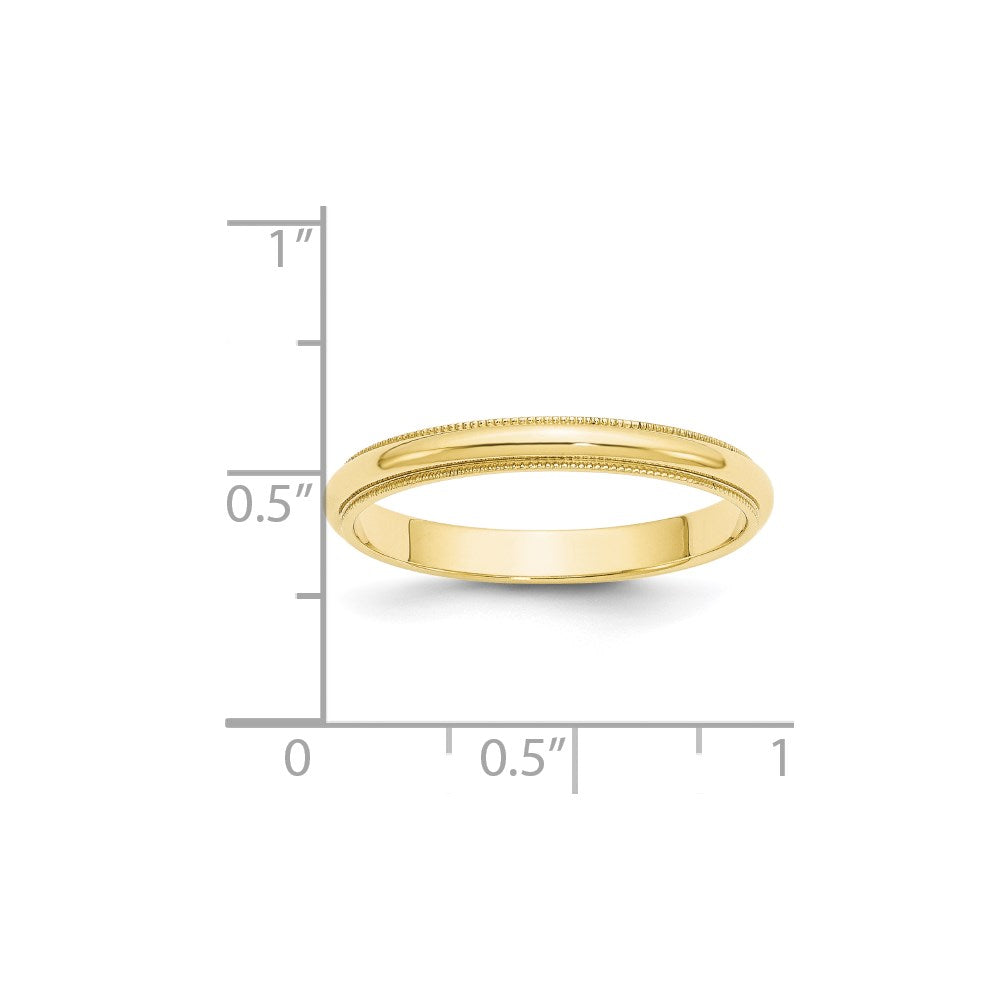 10K Gelbgold Ehering, 3 mm, halbrund mit Milgrain