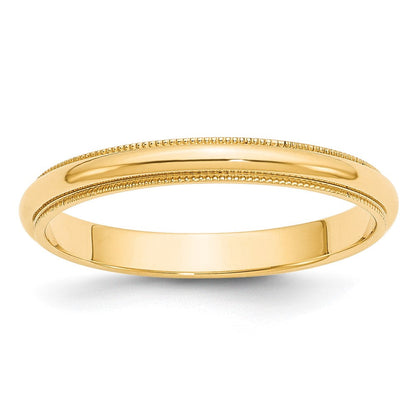10K Gelbgold Ehering, 3 mm, halbrund mit Milgrain