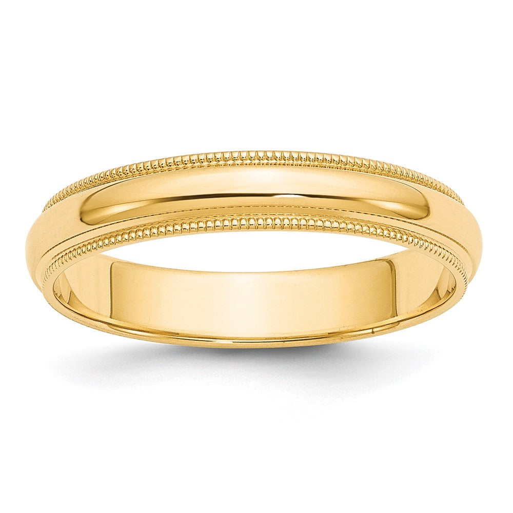 10k Gelbgold Ehering, 4 mm, halbrund mit Milgrain