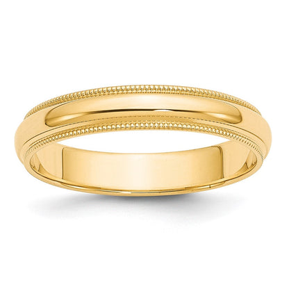 10k Gelbgold Ehering, 4 mm, halbrund mit Milgrain