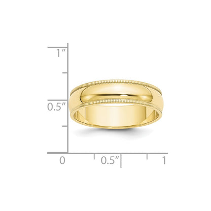 10k Gelbgold 6 mm Milgrain halbrund Ehering