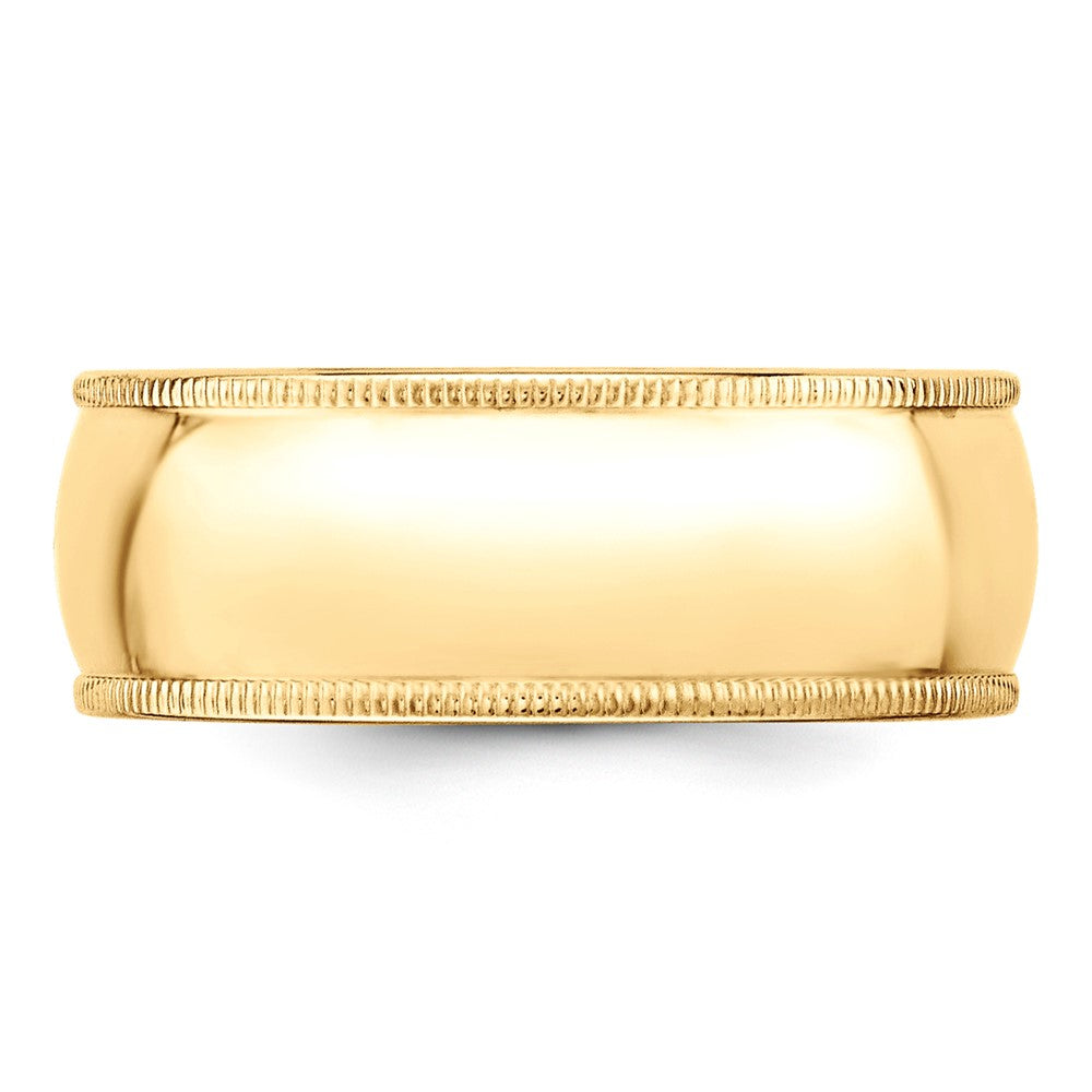Ehering aus 10K Gelbgold, 8 mm, halbrund mit Milgrain