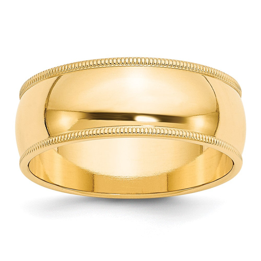 Ehering aus 10K Gelbgold, 8 mm, halbrund mit Milgrain