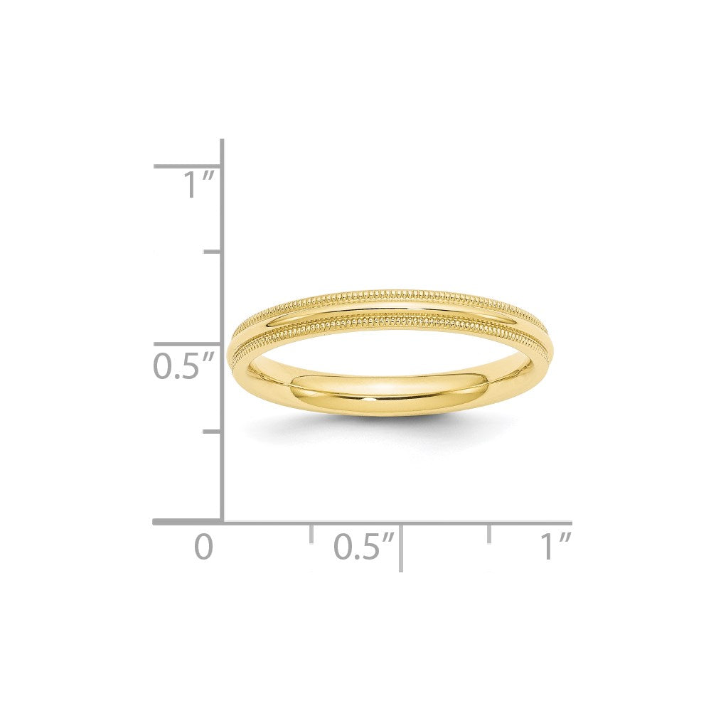 10K Gelbgold 3 mm Milgrain halbrund Komfort-Passform Ehering