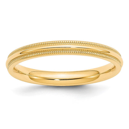 10K Gelbgold 3 mm Milgrain halbrund Komfort-Passform Ehering