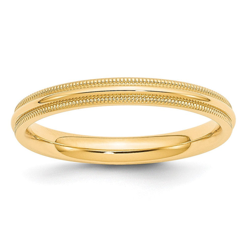 10K Gelbgold 3 mm Milgrain halbrund Komfort-Passform Ehering
