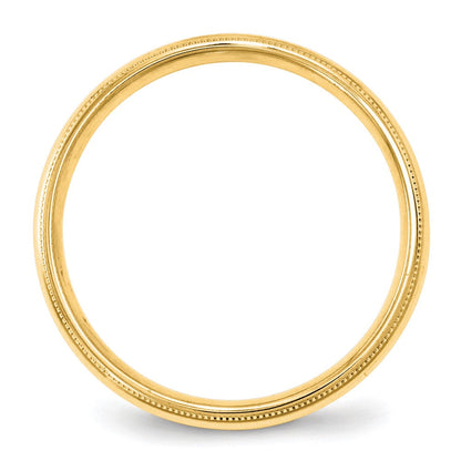 Ehering aus 10K Gelbgold, 4 mm, halbrund mit Milgrain, Komfort-Passform