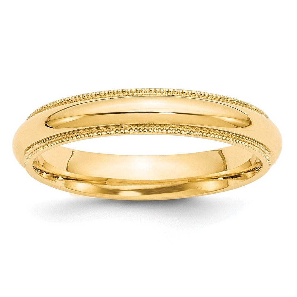 Ehering aus 10K Gelbgold, 4 mm, halbrund mit Milgrain, Komfort-Passform