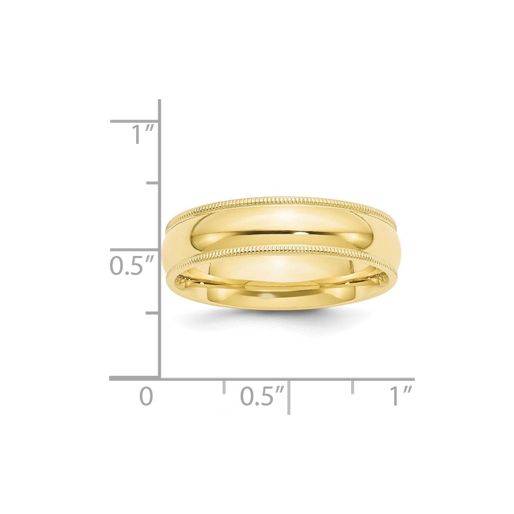10K Gelbgold 6 mm Milgrain halbrund Ehering mit Komfort-Passform