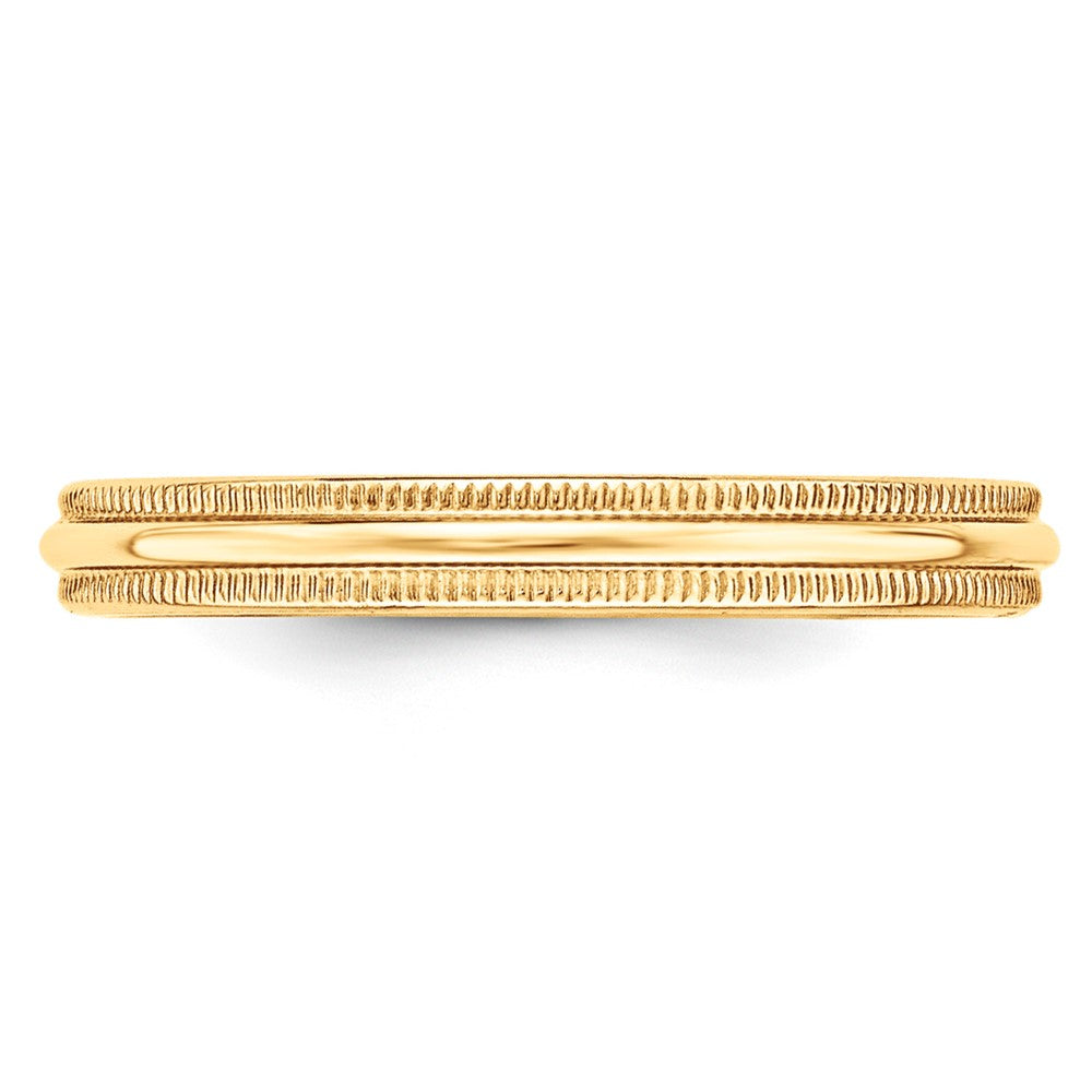 10K Gelbgold 3 mm leichter Ehering mit Milgrain, halbrund